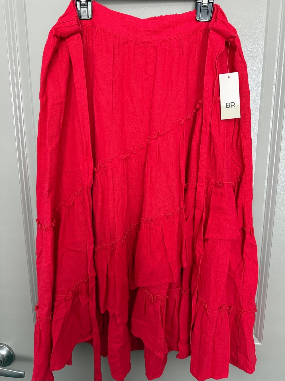 bp Bright Red Tiered Maxi Skirt
